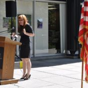 A Marine, pitbull and president help bring new Veteran Center to campus