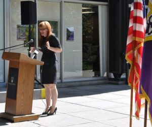 A Marine, pitbull and president help bring new Veteran Center to campus