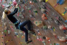 Students take on the wall at Learn to Rock Climb Day