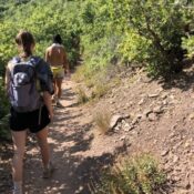 Westminster College students hike in Millcreek together. Unfortunately outdoor access is limited for some groups.