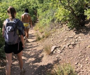Westminster College students hike in Millcreek together. Unfortunately outdoor access is limited for some groups.