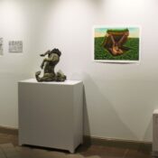 Various pieces in the new student art gallery.