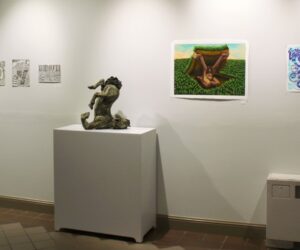 Various pieces in the new student art gallery.