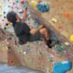 Noah Drake Duval participates in the self-scored bouldering competition April 8.